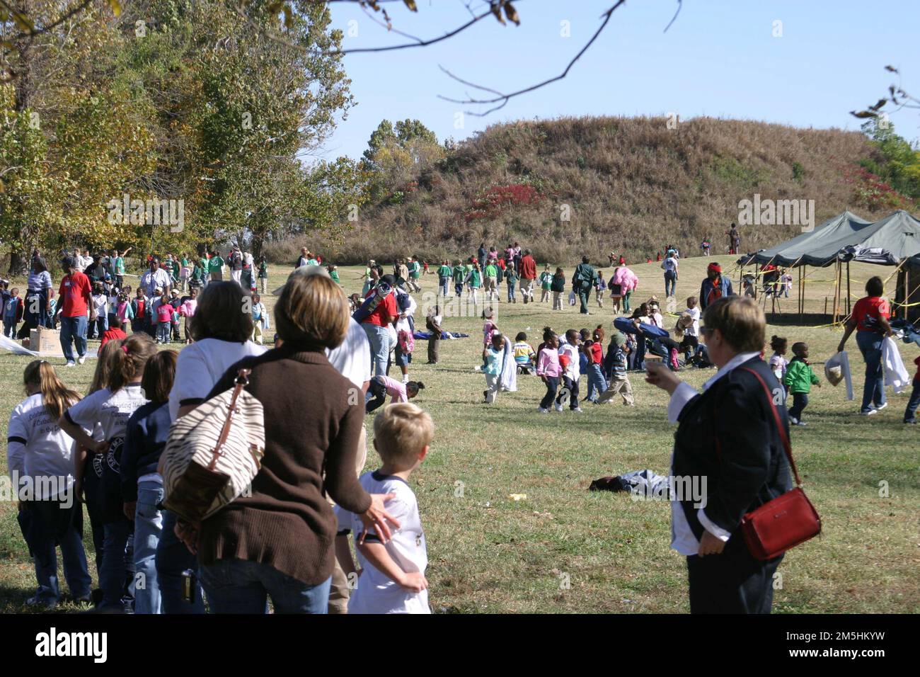 Great River Road Winterville Mounds. A crowd gathers at Winterville Mounds, which is one of