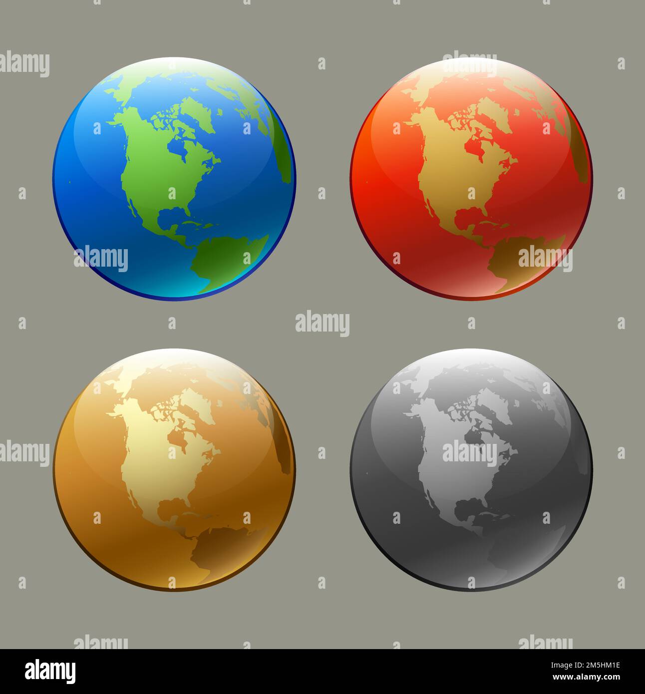 Set of vector globe icons with USA map Stock Vector Image & Art - Alamy