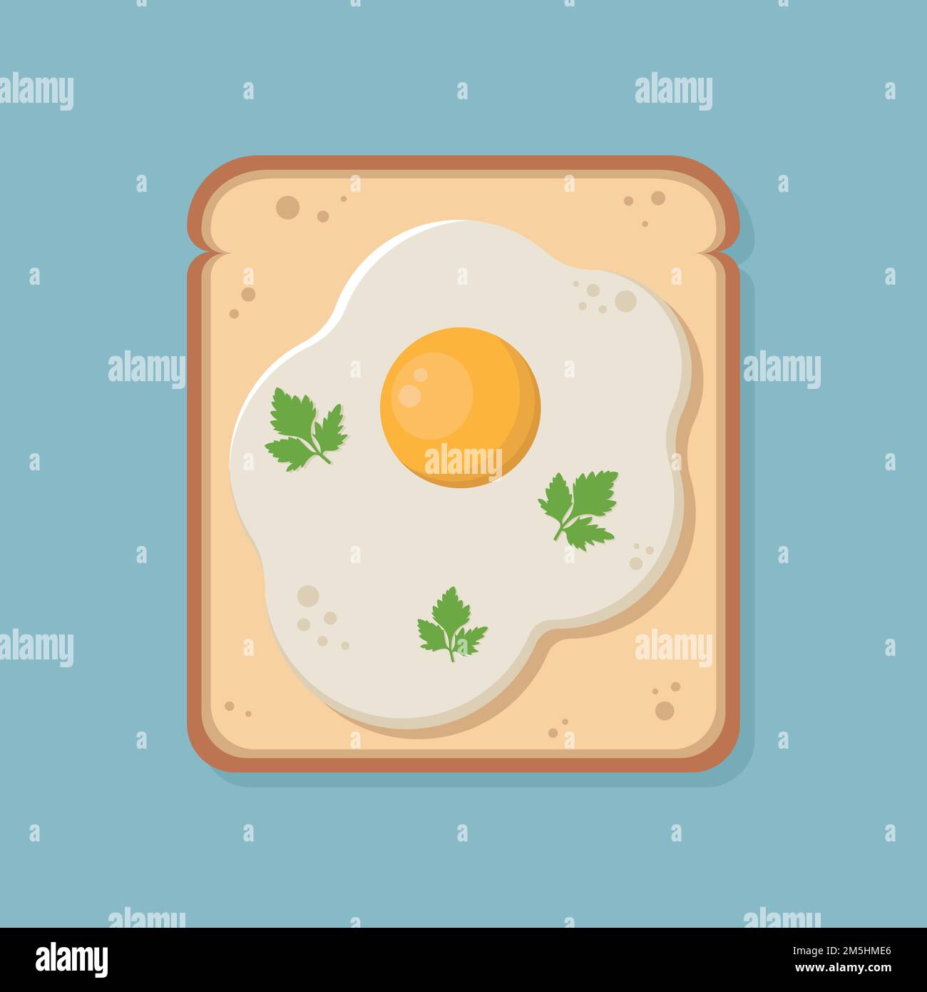 Sandwich with Fried egg. Toast with scrambled eggs on slice of bread. Healthy breakfast. Omelet. Vector illustration in flat style. Stock Vector