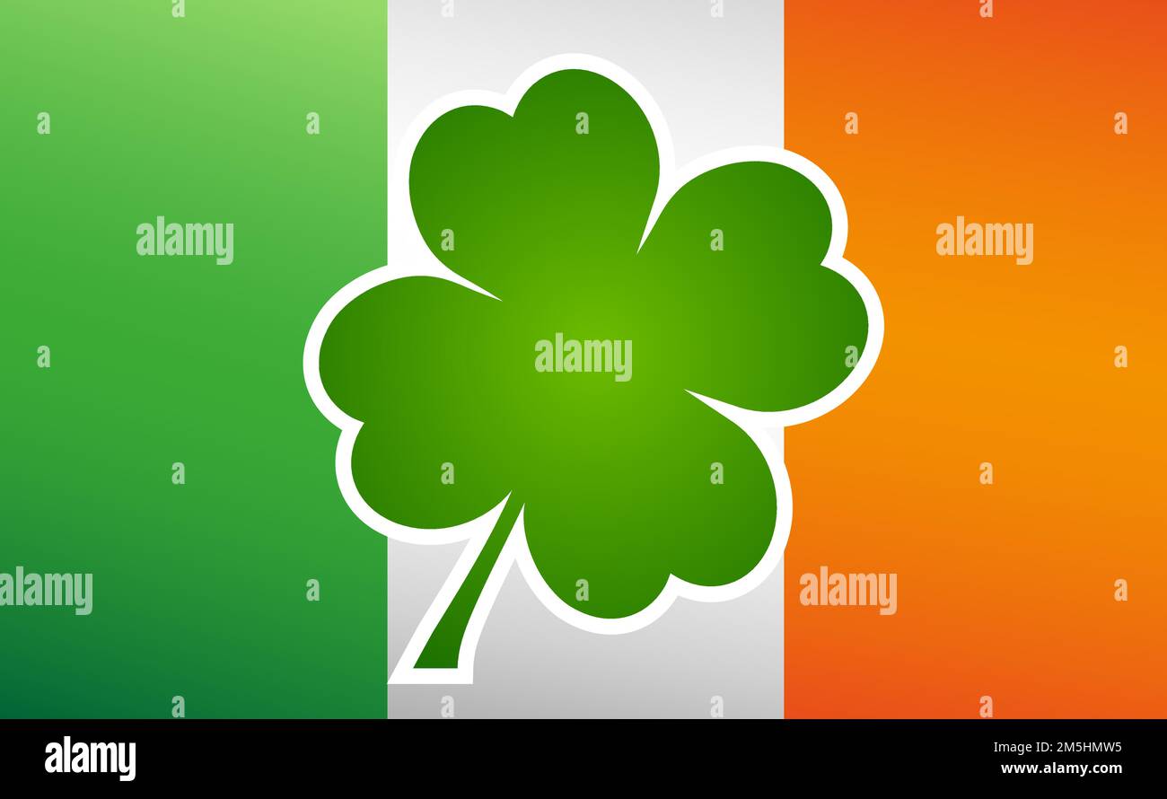 Clover leaf on flag element background for happy St. Patricks Day Stock Vector