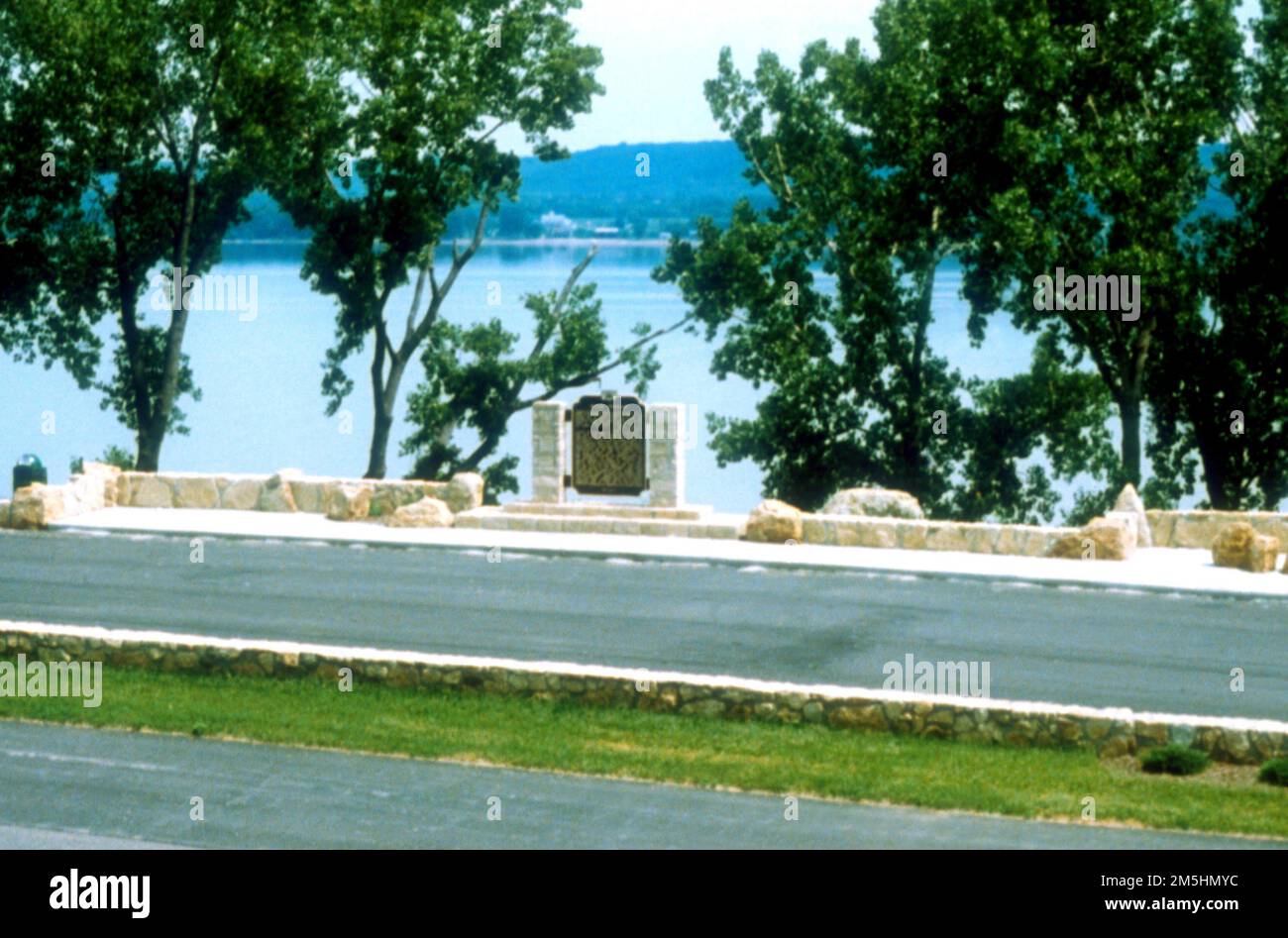Great River Road - Beautiful Lake Pepin. This beautiful lake is 22 miles long and varies in width from 1 to 2 miles. The Great River Road provides several waysides, overlooks and vistas, affording the traveler spectacular views. Stock Photo