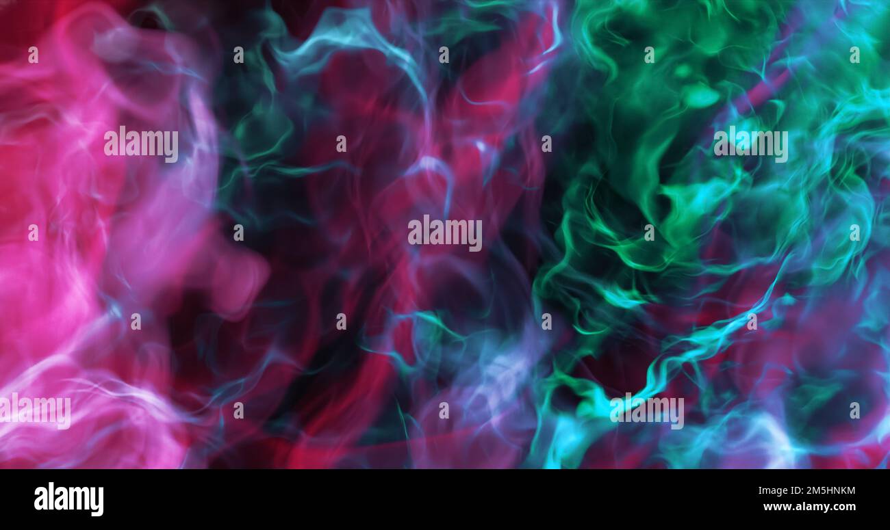 Colored purple and green smoke mist fog. Abstract 3d render Stock Photo