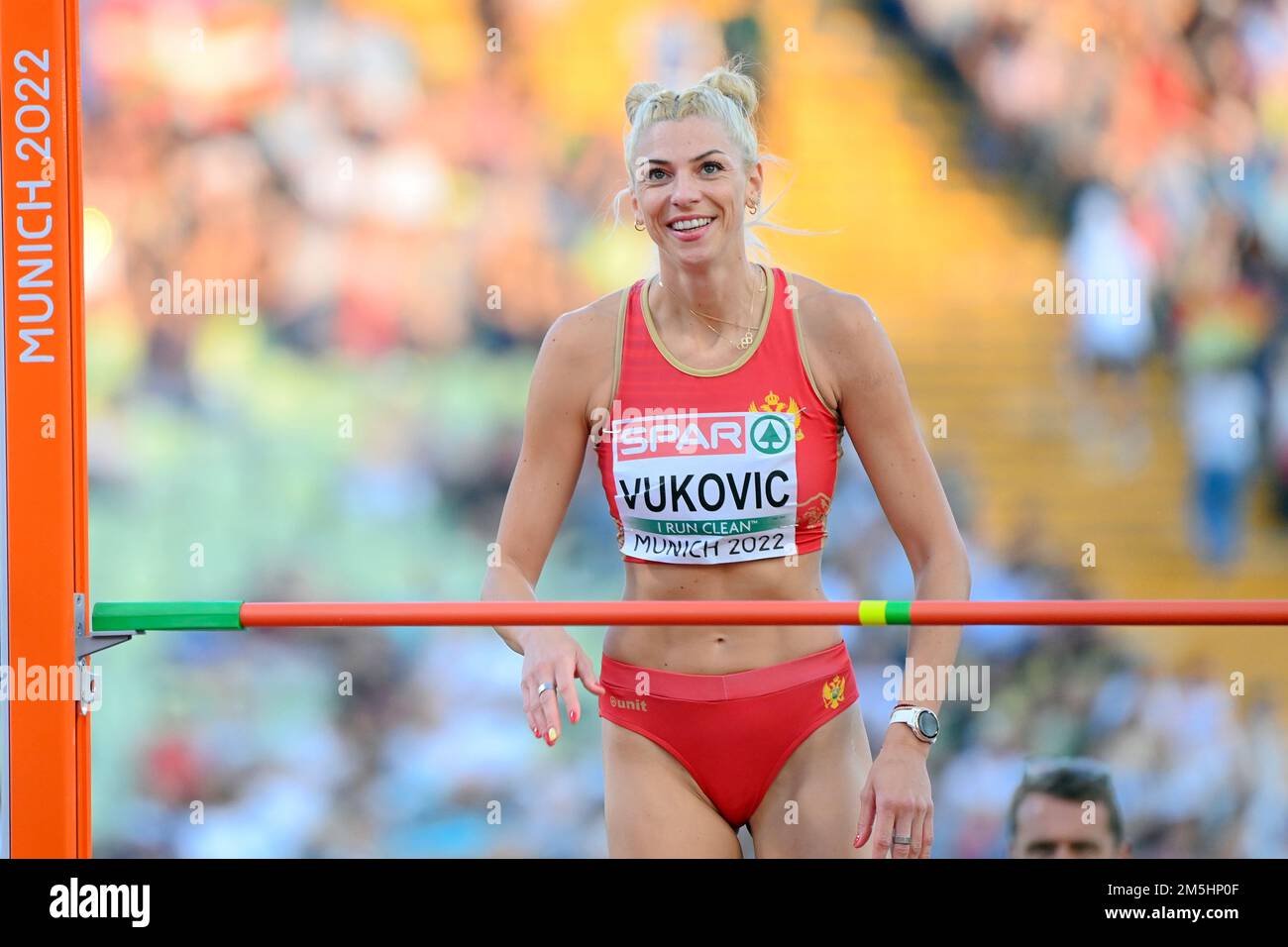 Marija Vukovic (Montenegro). High Jump Silver Medal. European Championships Munich 2022 Stock
