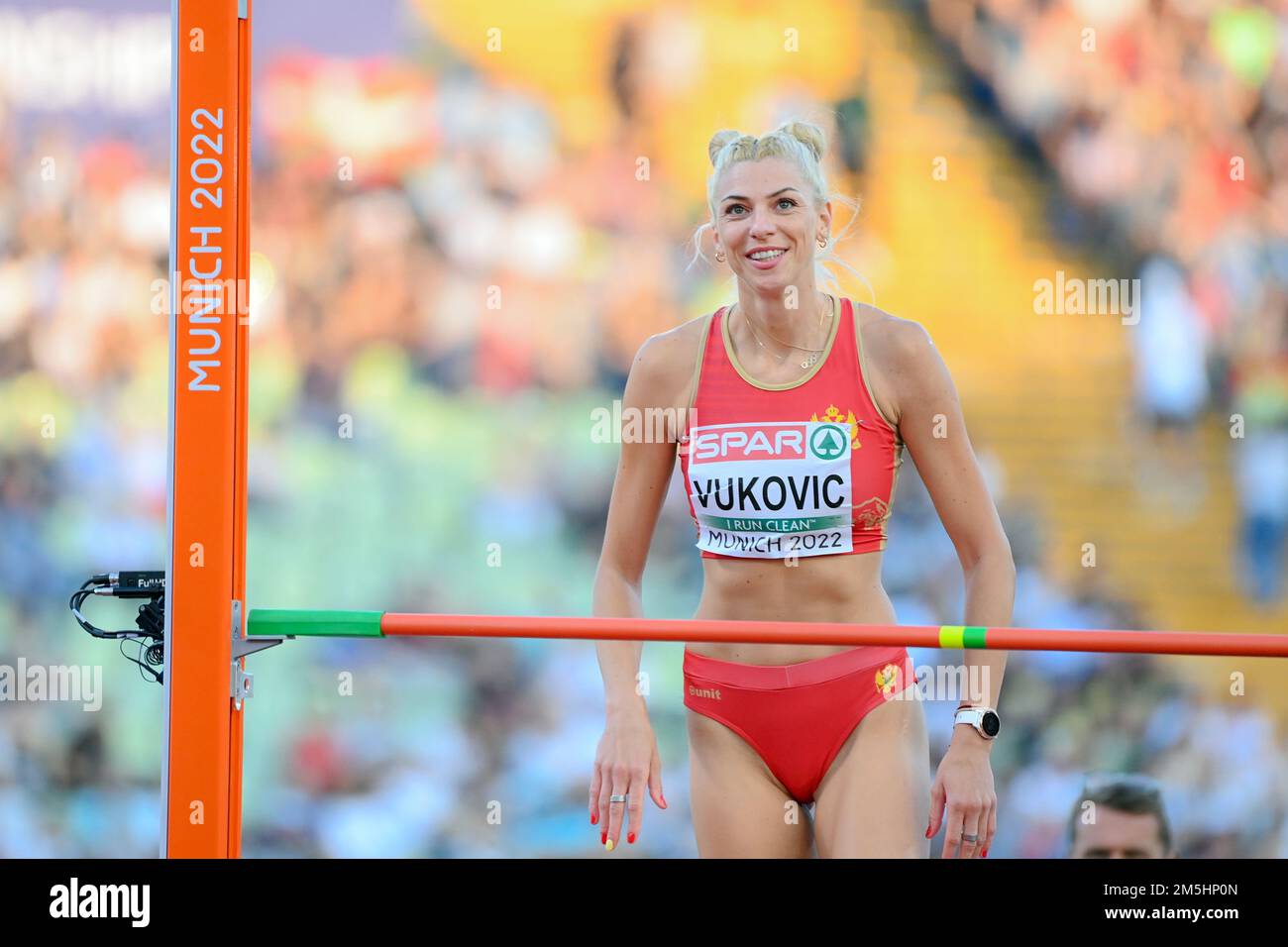 Marija Vukovic (Montenegro). High Jump Silver Medal. European Championships Munich 2022 Stock