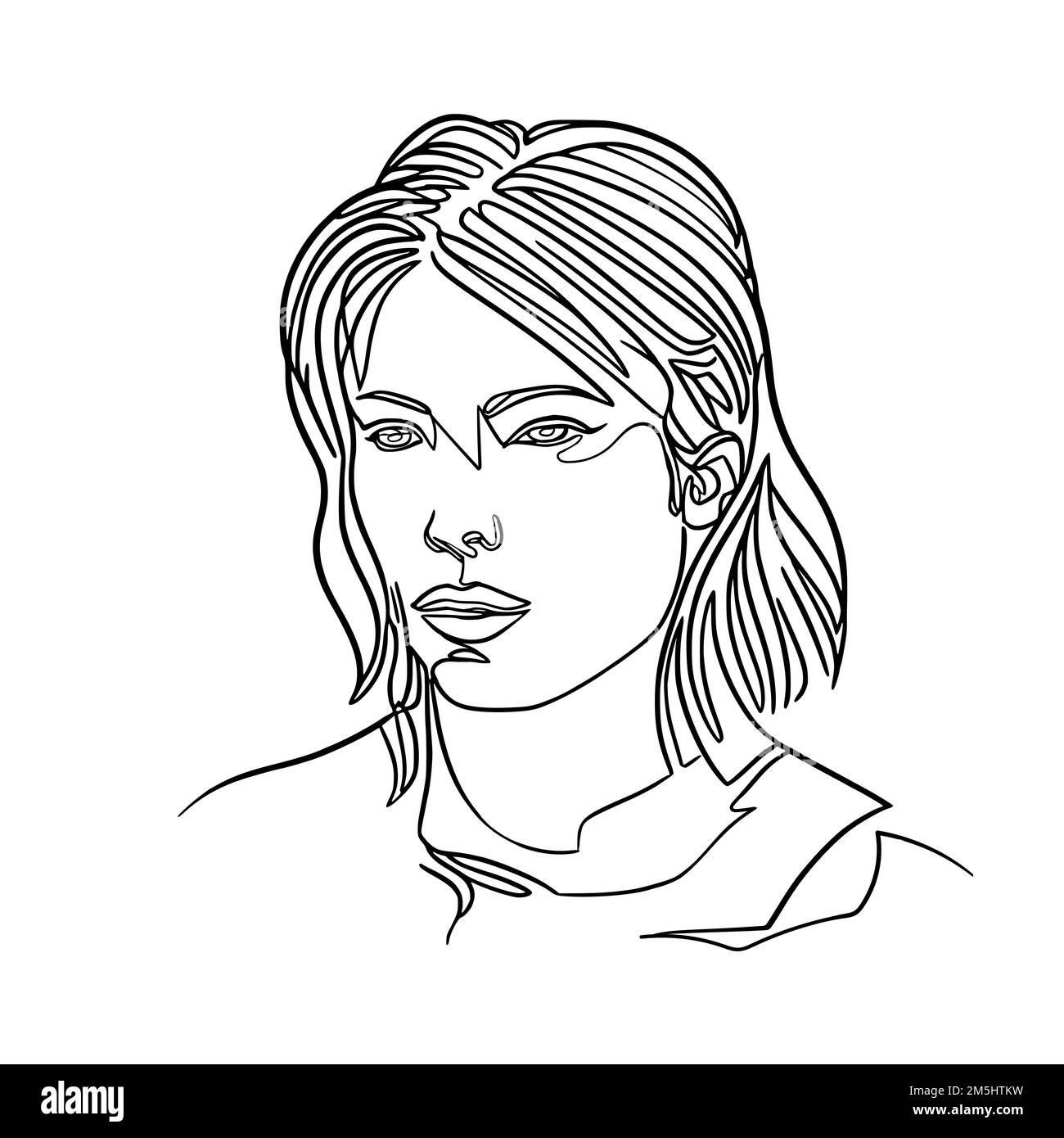 A womans head drawing, continuous line vector Stock Vector