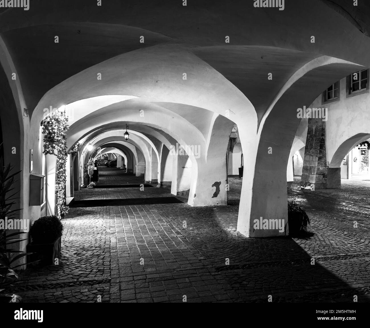 Egna in South Tyrol  (Neumarkt): the famous old town during the Christmas festivity, Bolzano province,Trentino Alto Adige -  northern Italy, Europe- Stock Photo