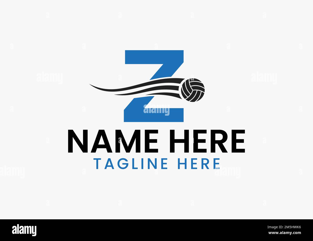 Letter Z Volleyball Logo Concept With Moving Volley Ball Icon. Volleyball Sports Logotype Stock Vector