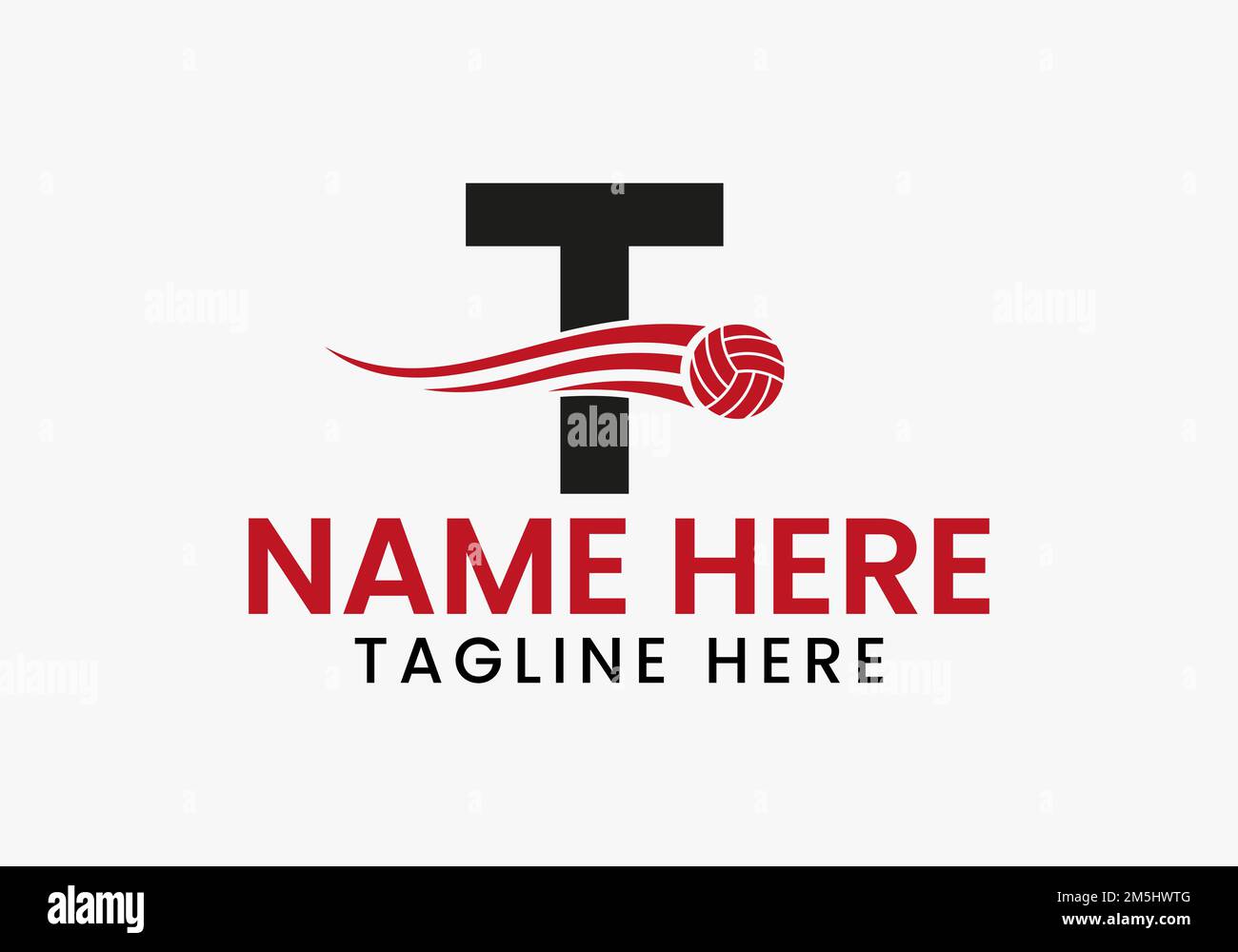 Letter T Volleyball Logo Concept With Moving Volley Ball Icon