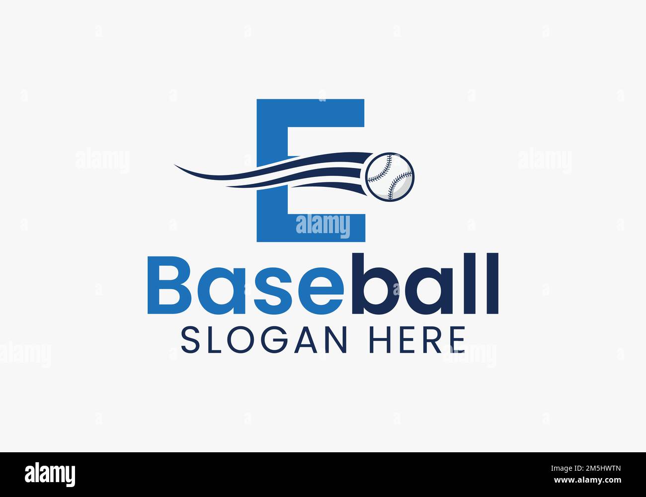 Letter E Baseball Logo Concept With Moving Baseball Icon Template Stock ...