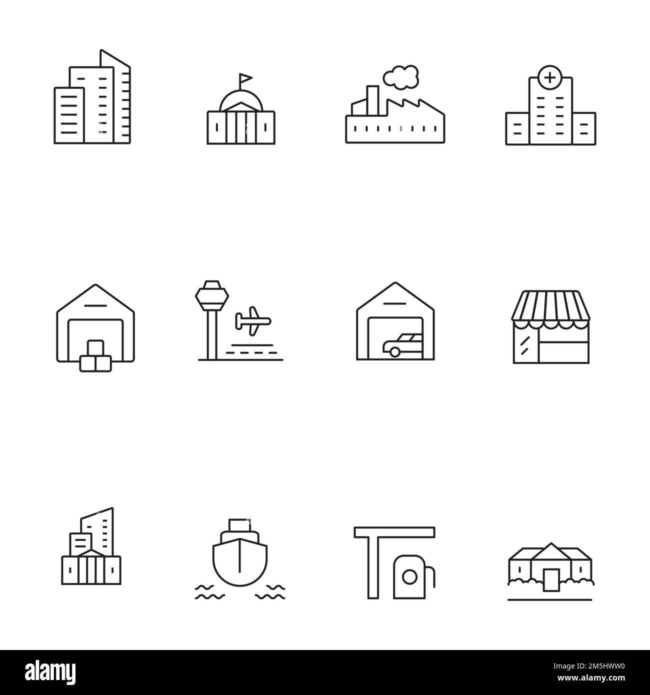Real Estate and transportation line icon set Stock Vector Image & Art ...