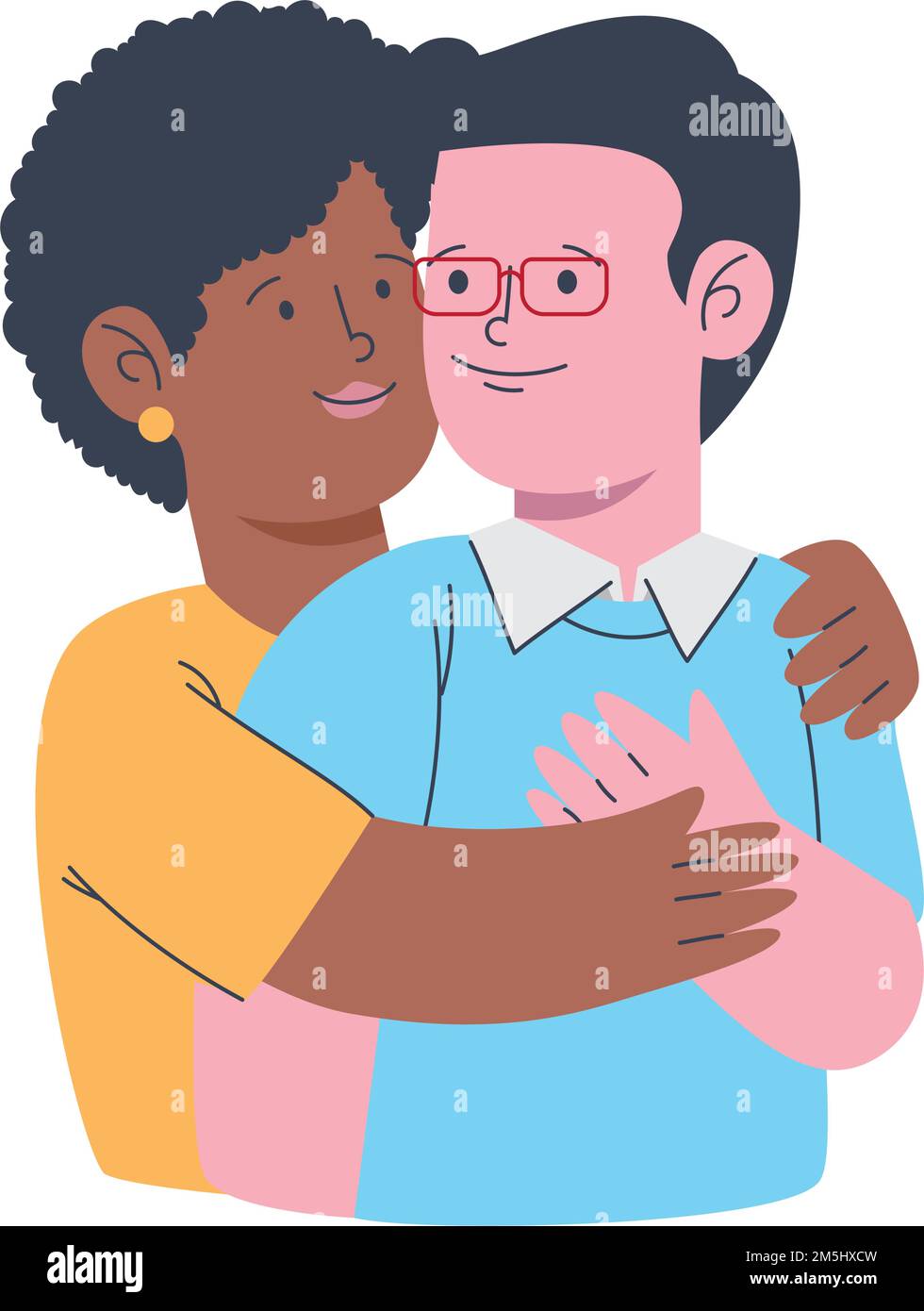 Interracial couple hugging Stock Vector Images - Alamy