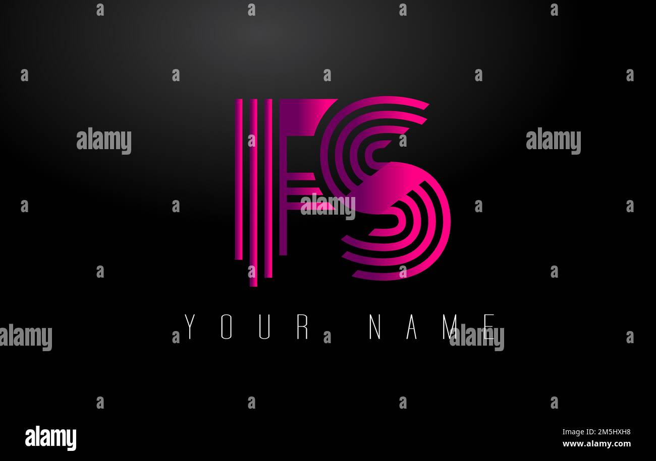 FS Magenta Lines Letter Logo. Creative Line Letters Design Vector ...