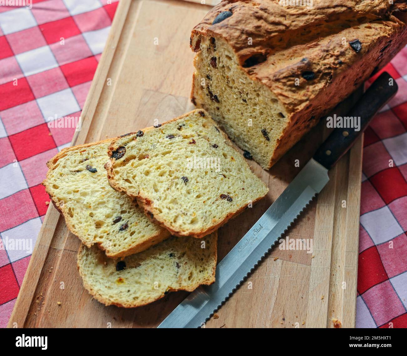 Baked in a loaf tin the Devonshire Saffron Cake is similar to the Cornish equivalent. Seen