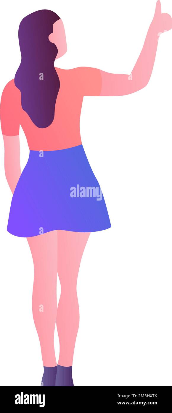 Woman gesturing thumbs up rear view vector Stock Vector Image & Art - Alamy