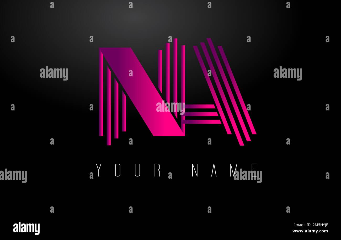 NA Magenta Lines Letter Logo. Creative Line Letters Design Vector Template. Stock Vector