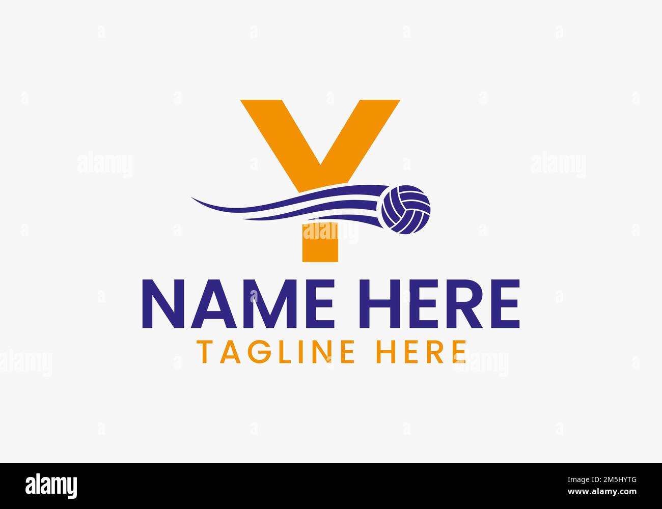 Letter Y Volleyball Logo Concept With Moving Volley Ball Icon. Volleyball Sports Logotype Stock Vector