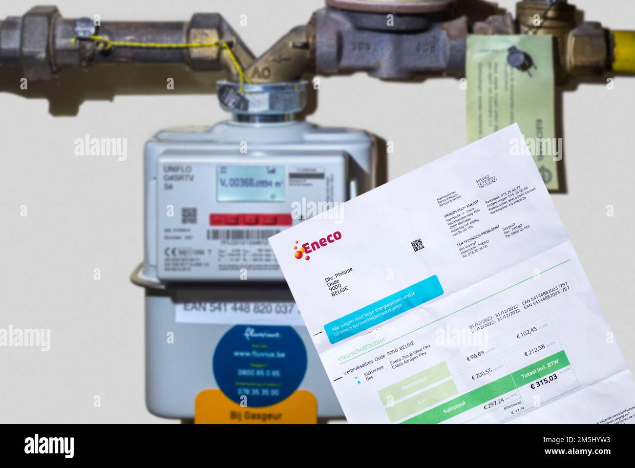 Invoice from Eneco, Belgian producer and supplier of natural gas and