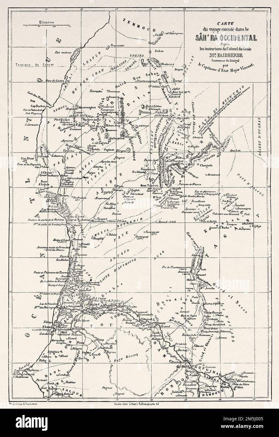 Old Western Sahara Map, Africa Stock Photo