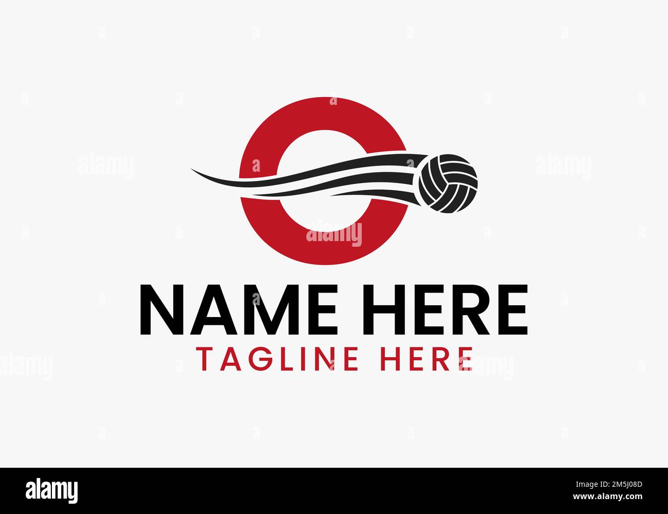 Letter O Volleyball Logo Concept With Moving Volley Ball Icon