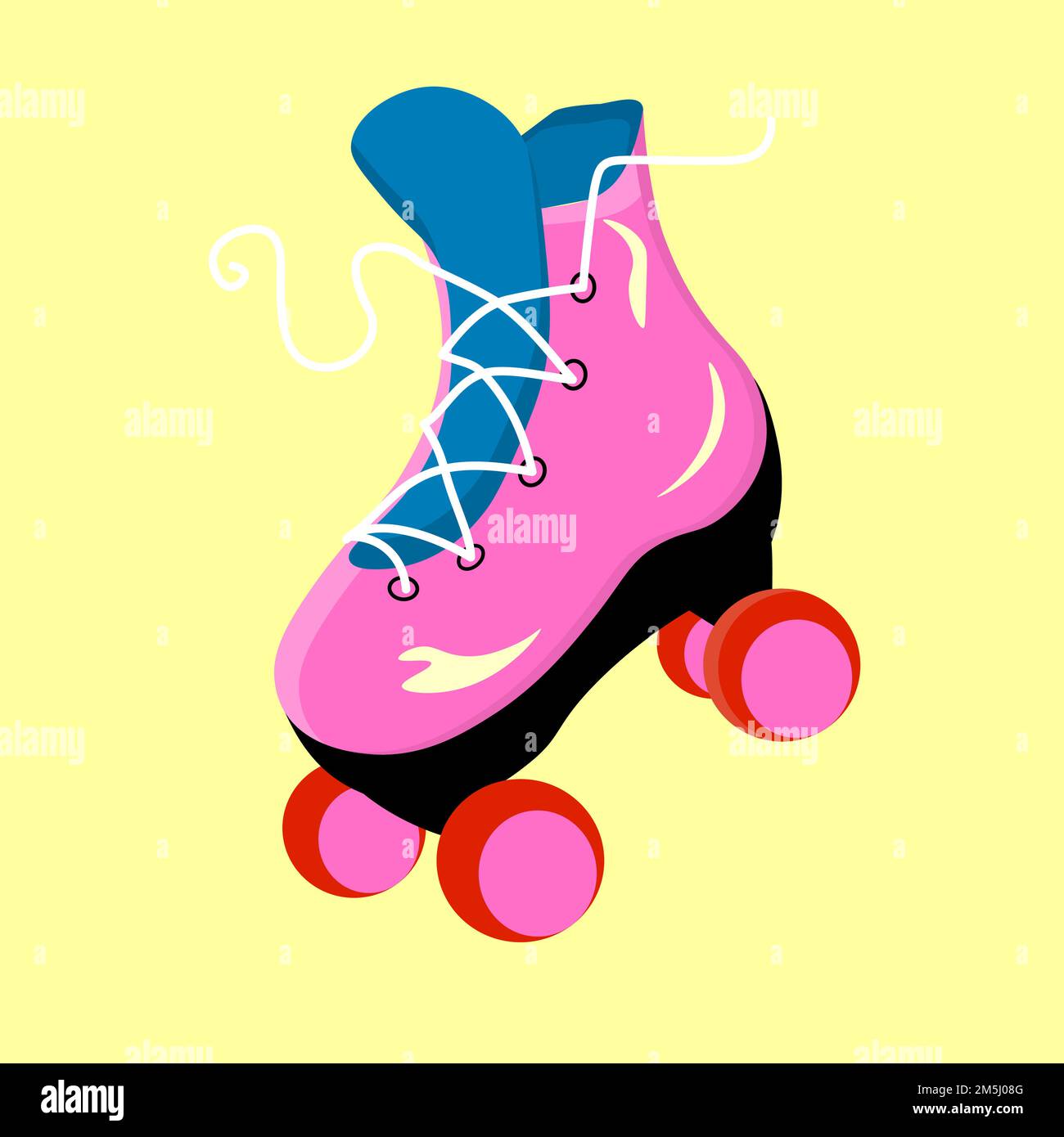 Roller skates in the style of the 90s. Vintage roller skates. Vector
