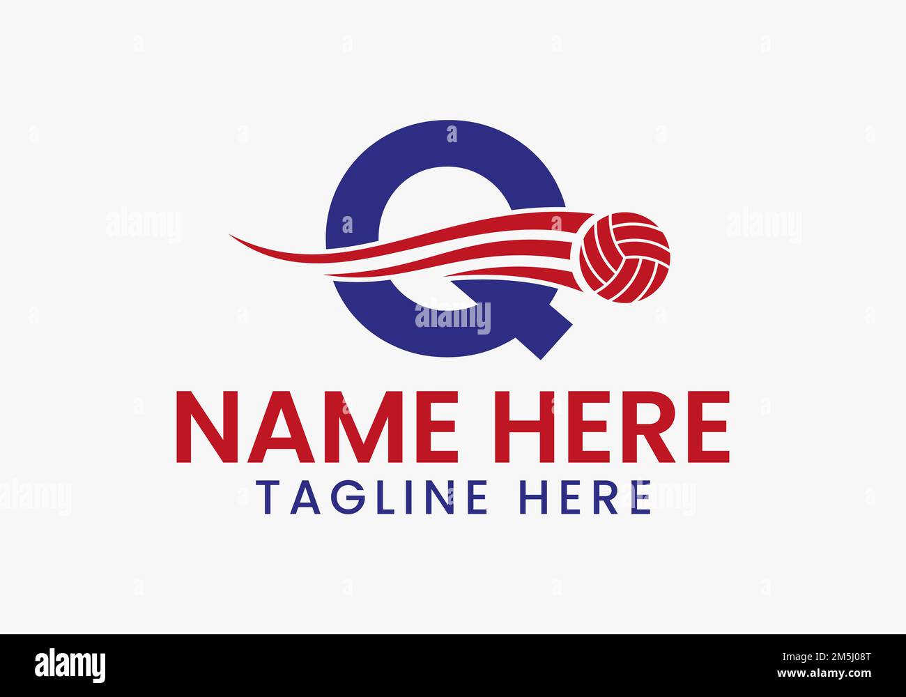 Letter Q Volleyball Logo Concept With Moving Volley Ball Icon