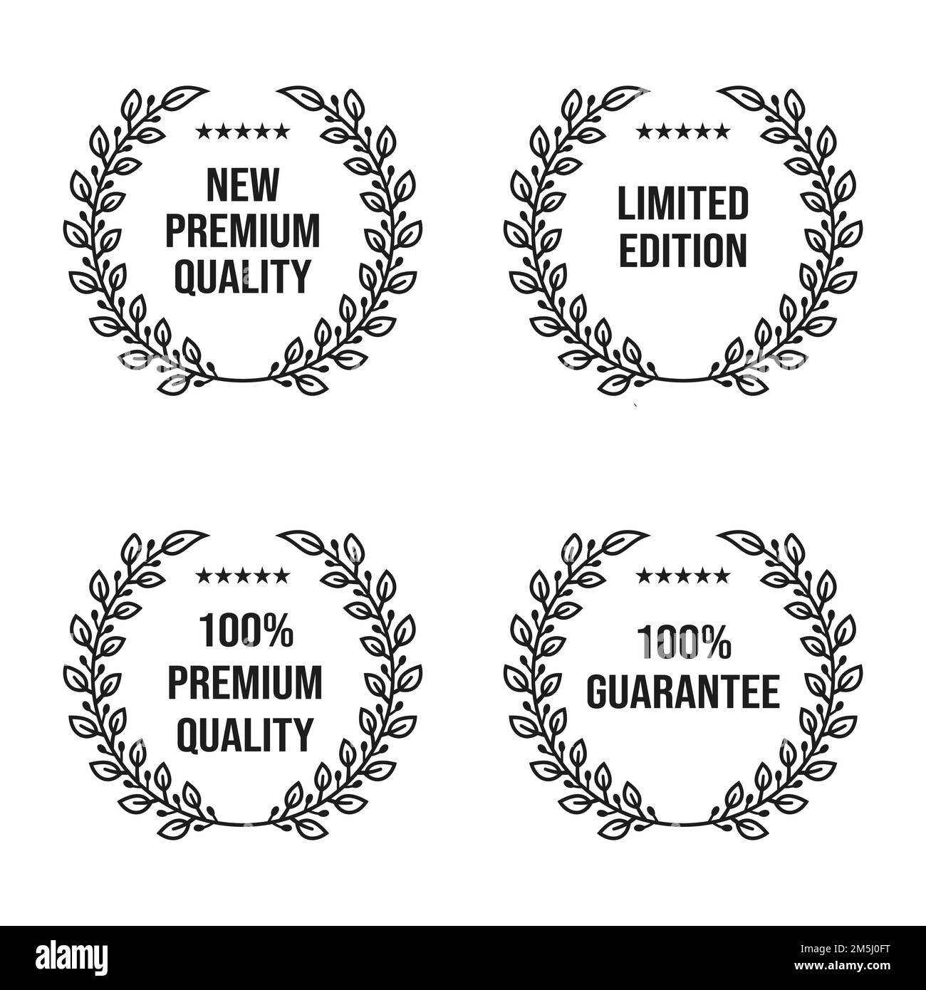 Set of Laurel Leaf for New Premium quality,Limited edition,100% Premium Quality,100% Guarantee. Badge Emblem Label Design Vector Stock Vector