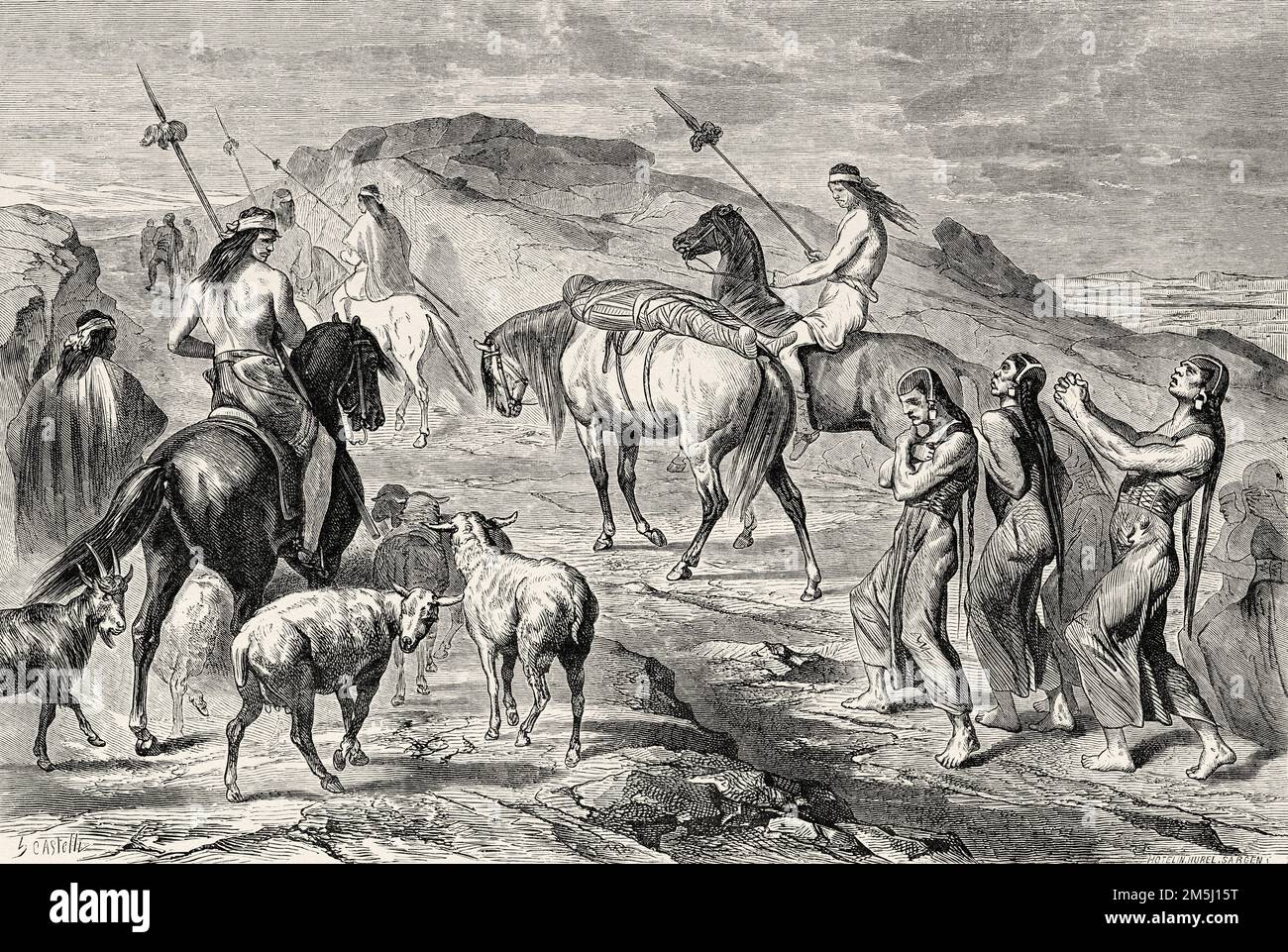 A Patagonian funeral of the Tehuelches people, a native tribe of ...