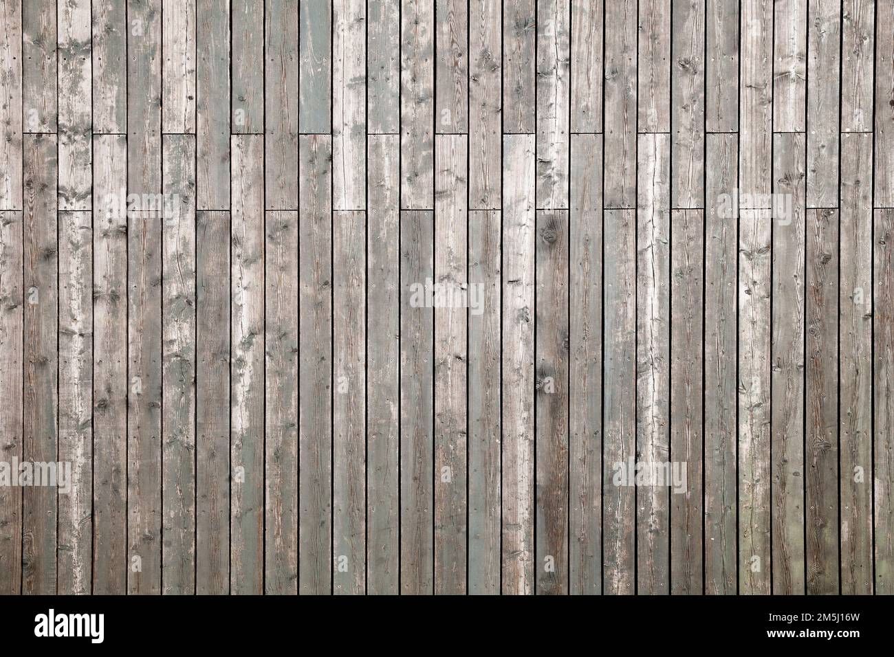 Vintage gray wooden flooring, top view. Background photo texture Stock