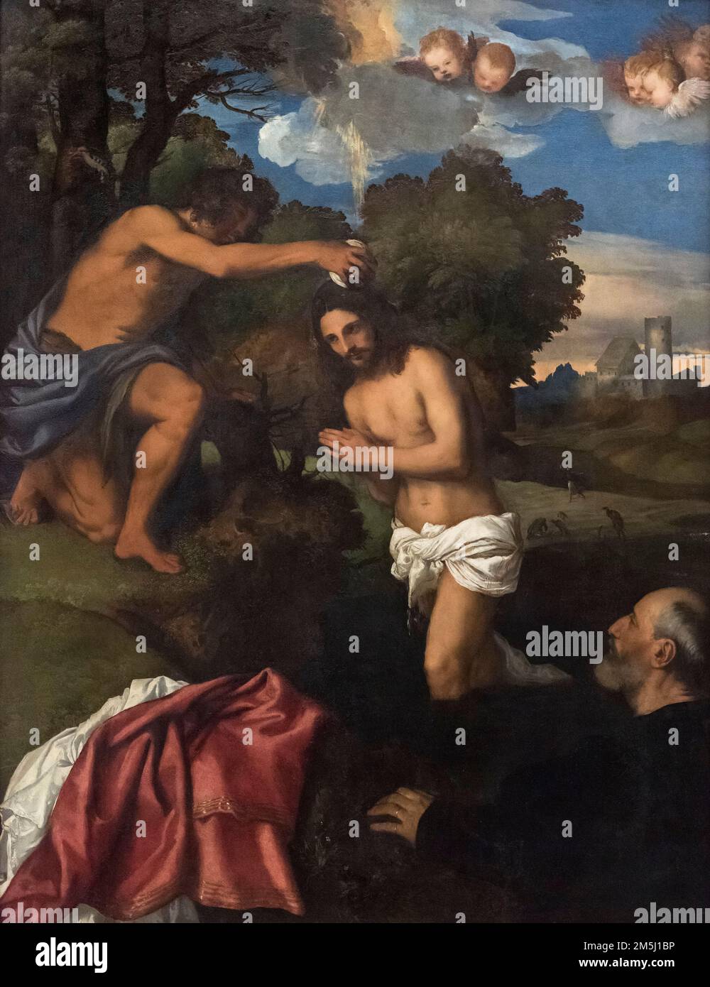 Titian - Tiziano Vecellio (ca.1488-1576), Baptism of Christ, 1511-12. Capitoline Museums, Rome, Italy.  Oil on wood panel.  Inventory: PC 41 Stock Photo