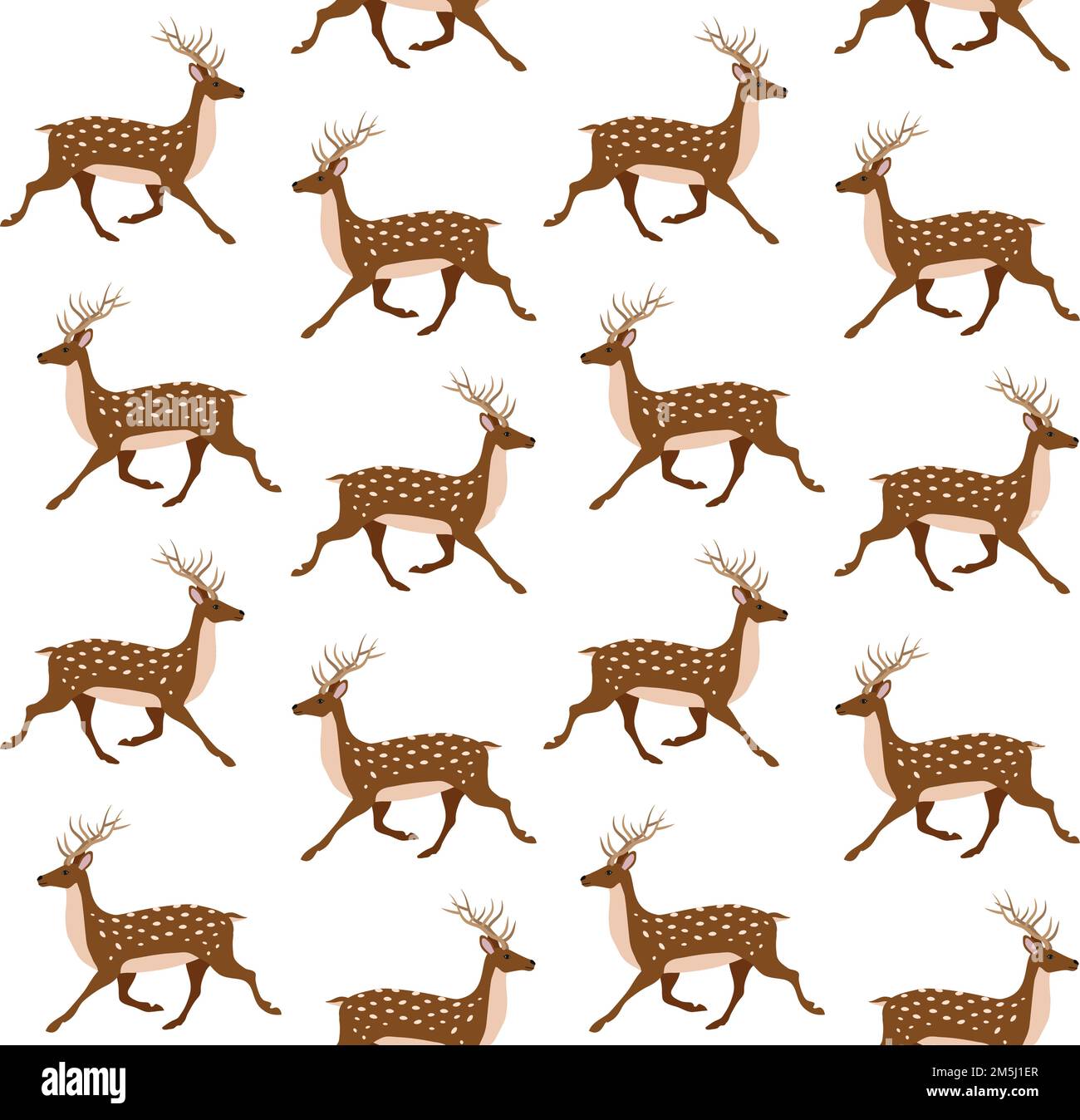 Vector seamless pattern of flat hand drawn deer silhouette isolated on ...