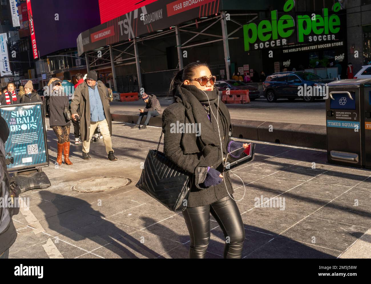Cold weather on Christmas Day in Times Square in New York on Sunday