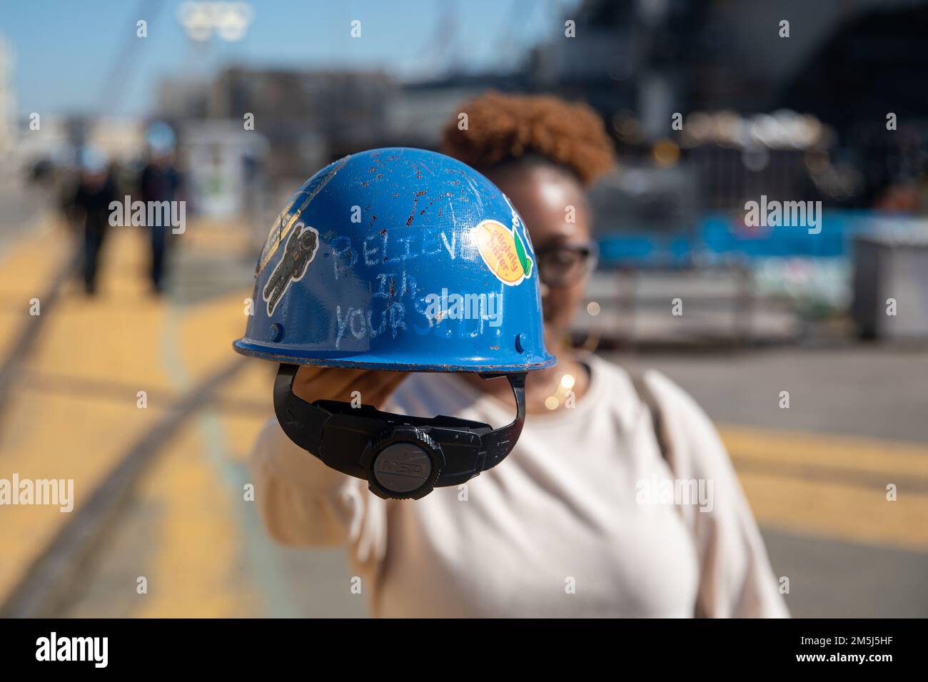 “Believe in yourself.” These are words Insulator Jacqueline Winborne lives by, the phrase etched in her hard hat to echo her beliefs. A recent graduate of the Norfolk Naval Shipyard (NNSY) Apprenticeship Program, she takes on each day staying true to her ideals. Through her service and dedication to the shipyard’s mission and to her team, Winborne was recently nominated for the Virginia Department of Labor (DOL) and Industry’s Division of Registered Apprenticeship Outstanding Apprentice of the Year for 2021 – becoming the third individual from the Insulator Shop (Shop 57) to win the title acro Stock Photo