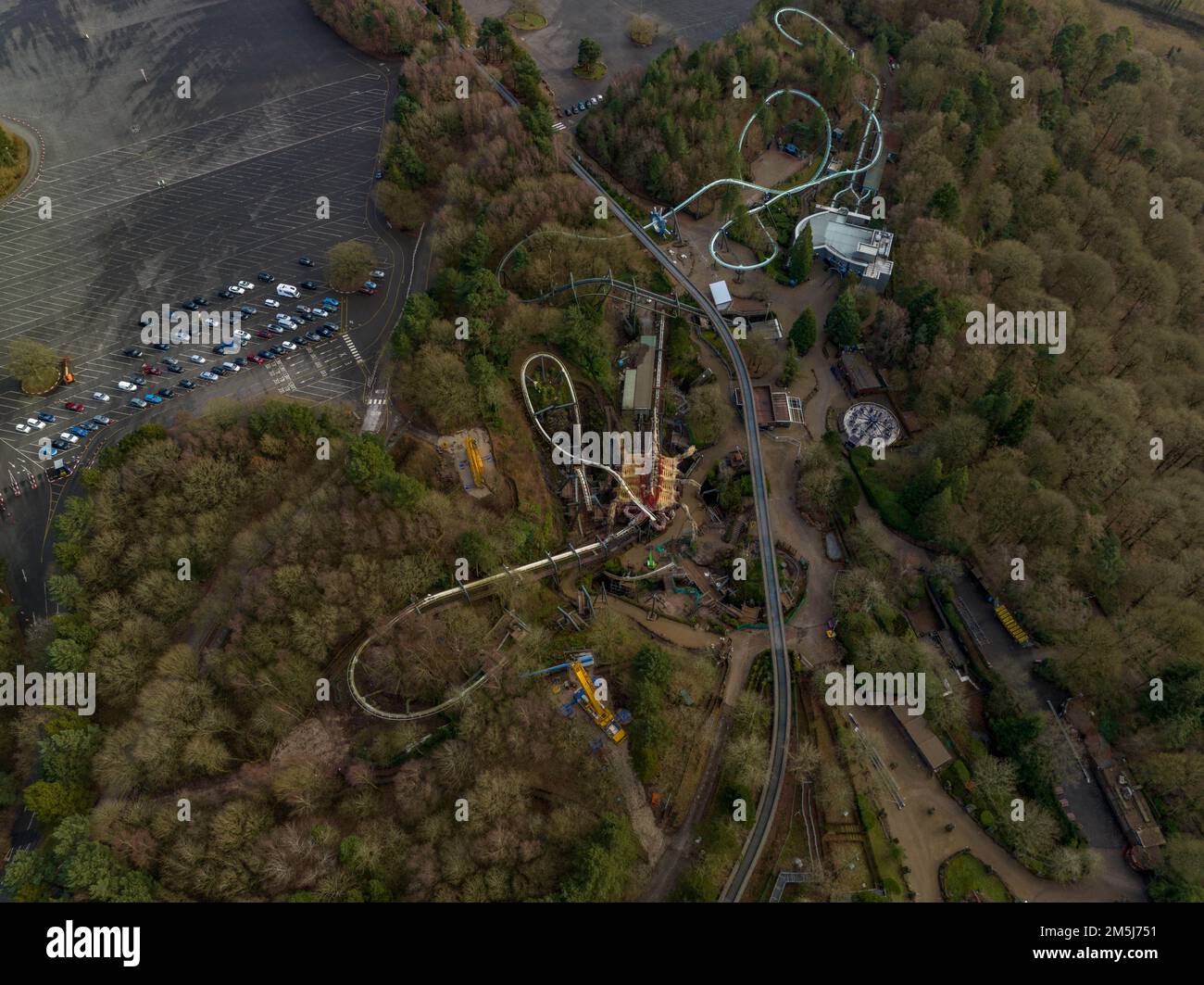 Aerial Drone From the Air Footage of Nemesis Rollercoaster at Alton