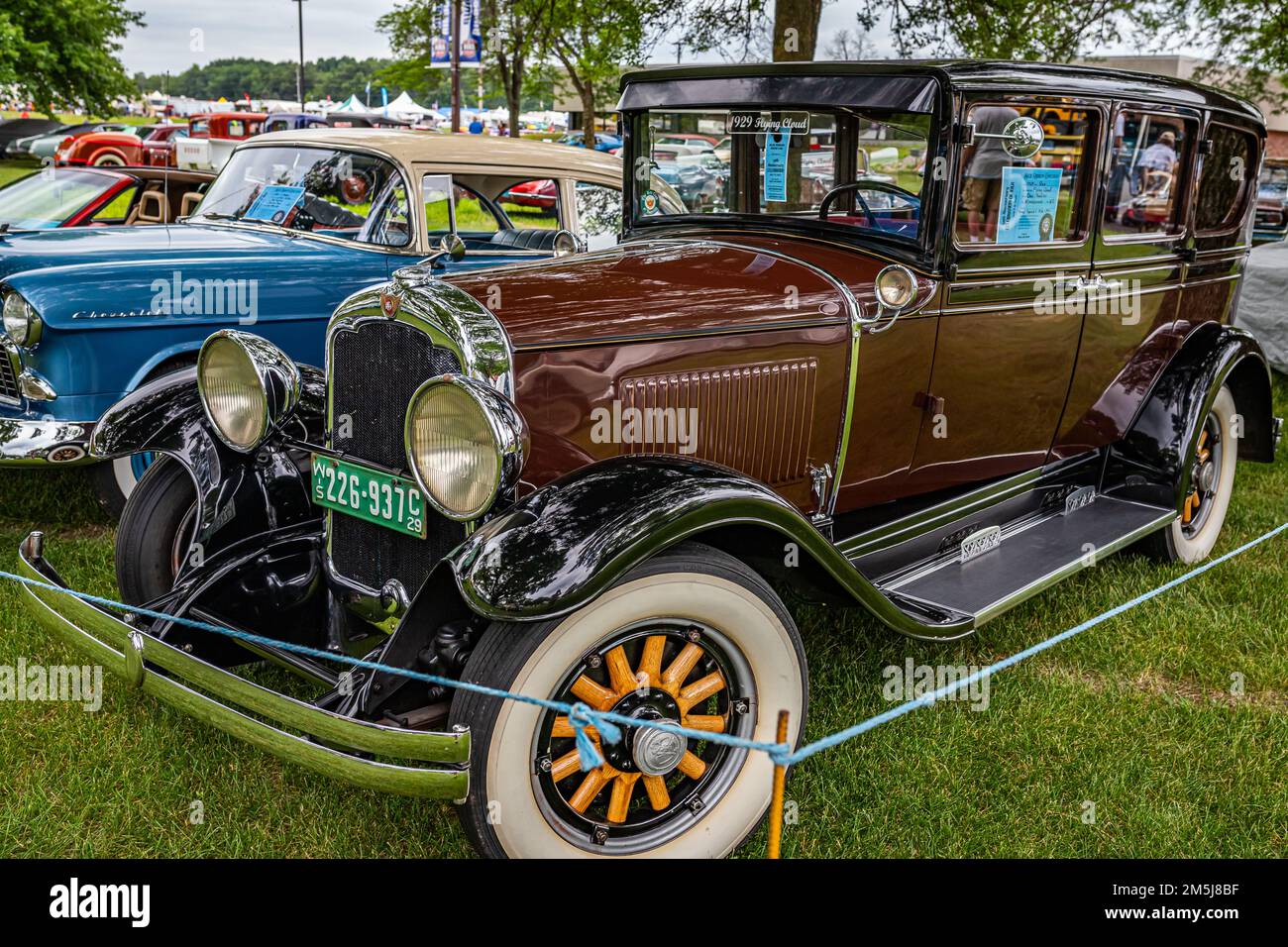 Iola, WI July 07, 2022 High perspective front corner view of a 1929