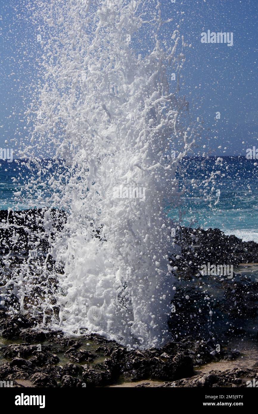 Blow Hole Blowhole, San Andres Island, Colombia Stock Photo