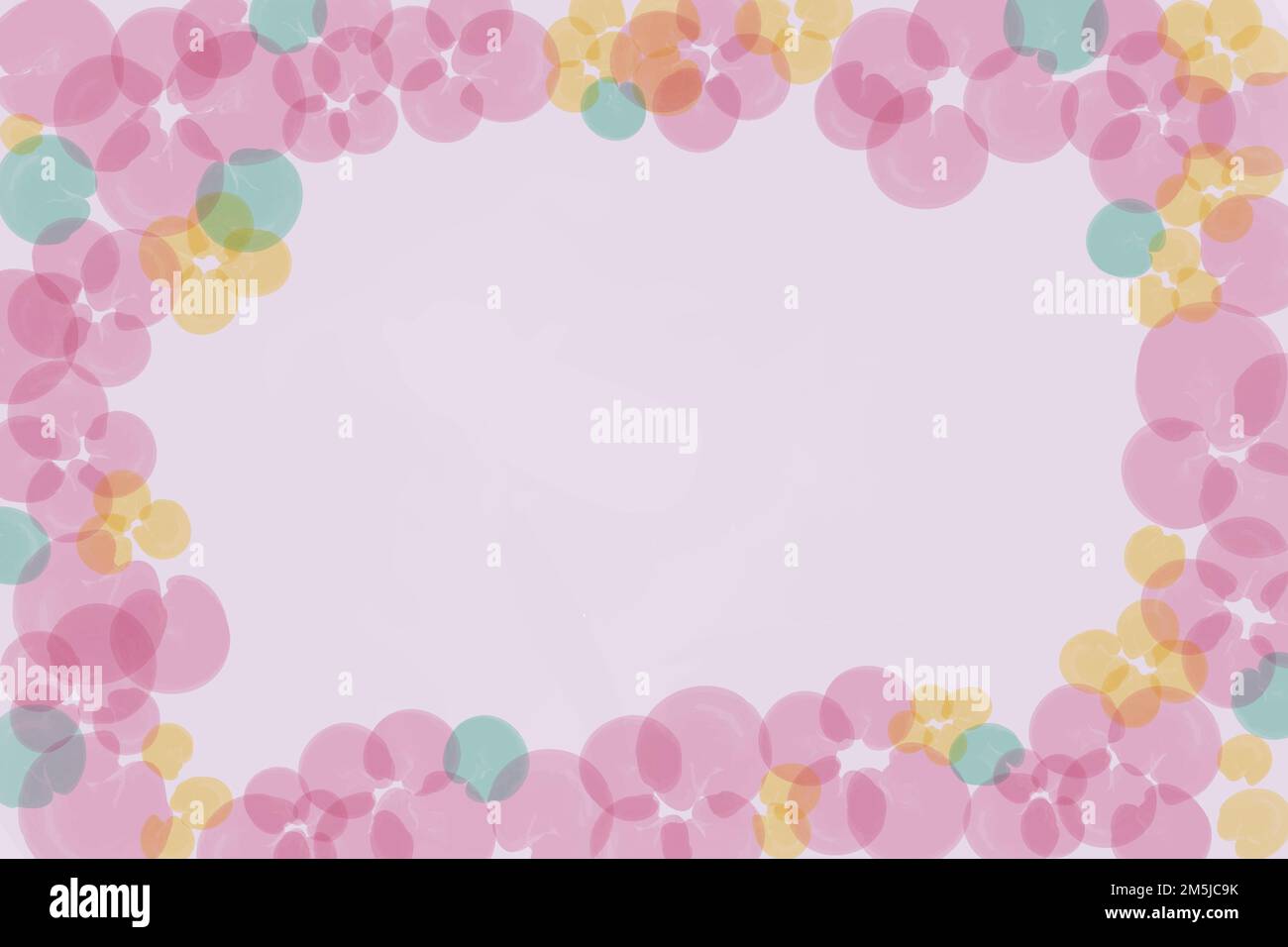 Floral pink frame with copy space on pale pink background Stock Vector
