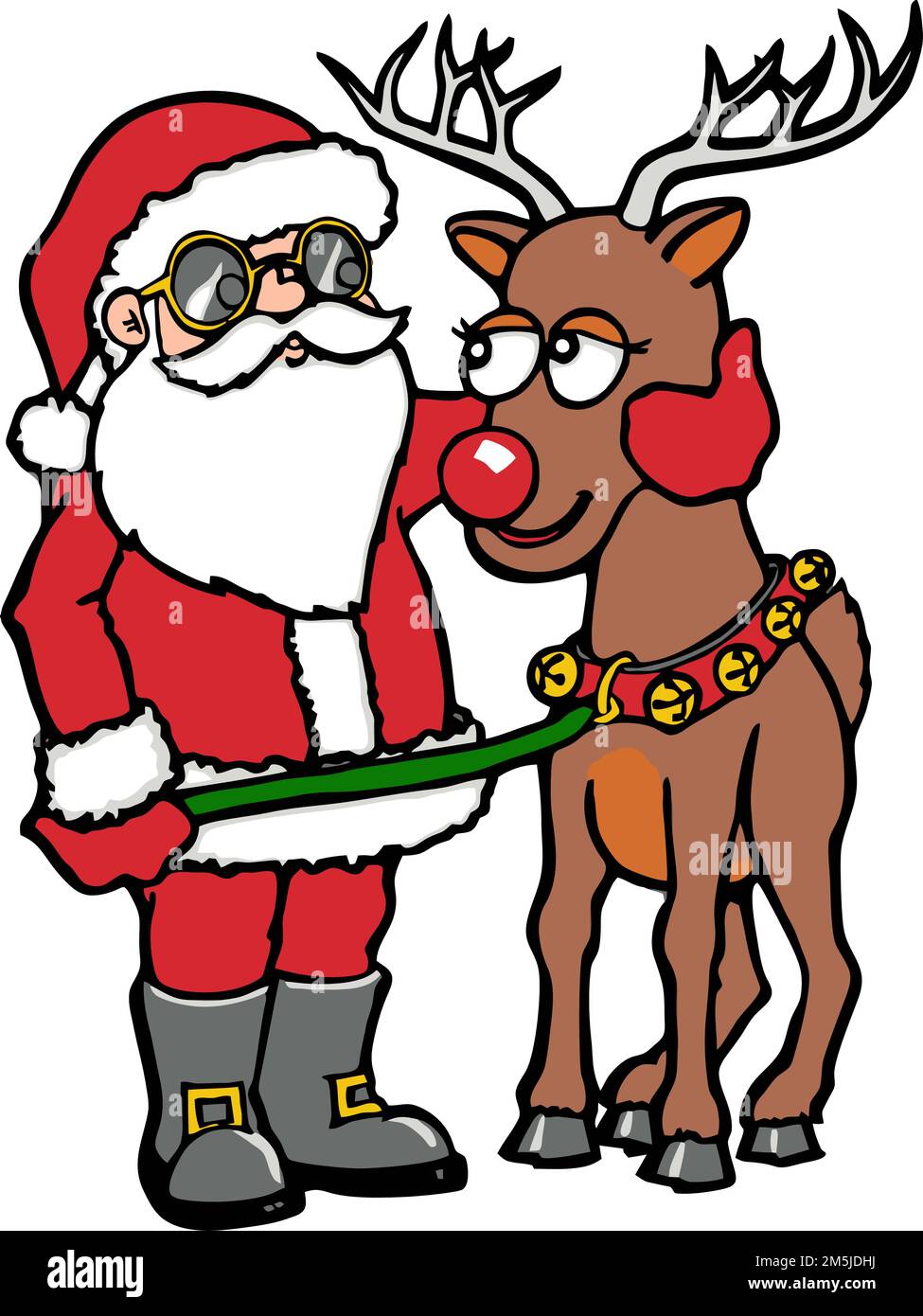 cartoon santa and reindeer Stock Vector