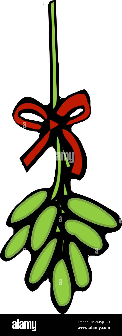 cartoon mistletoe with red bow Stock Vector Image & Art - Alamy