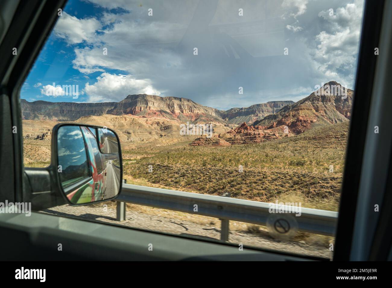 mountains seen from window car on the road Stock Photo - Alamy