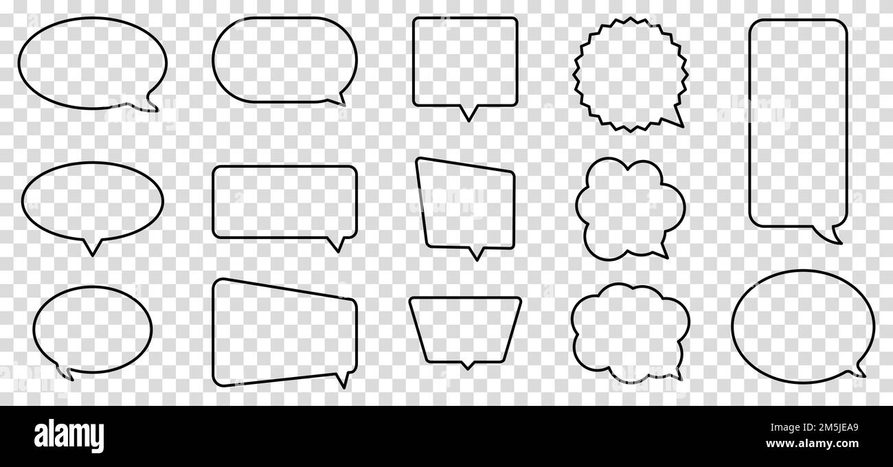 Set of line speech bubbles. Vector illustration isolated on transparent