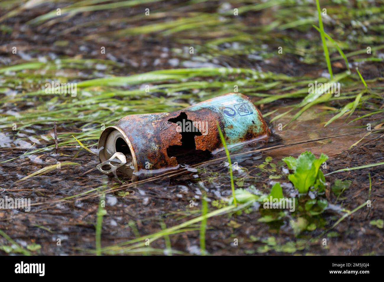Pollution of our waters and the environment with a partially submerged