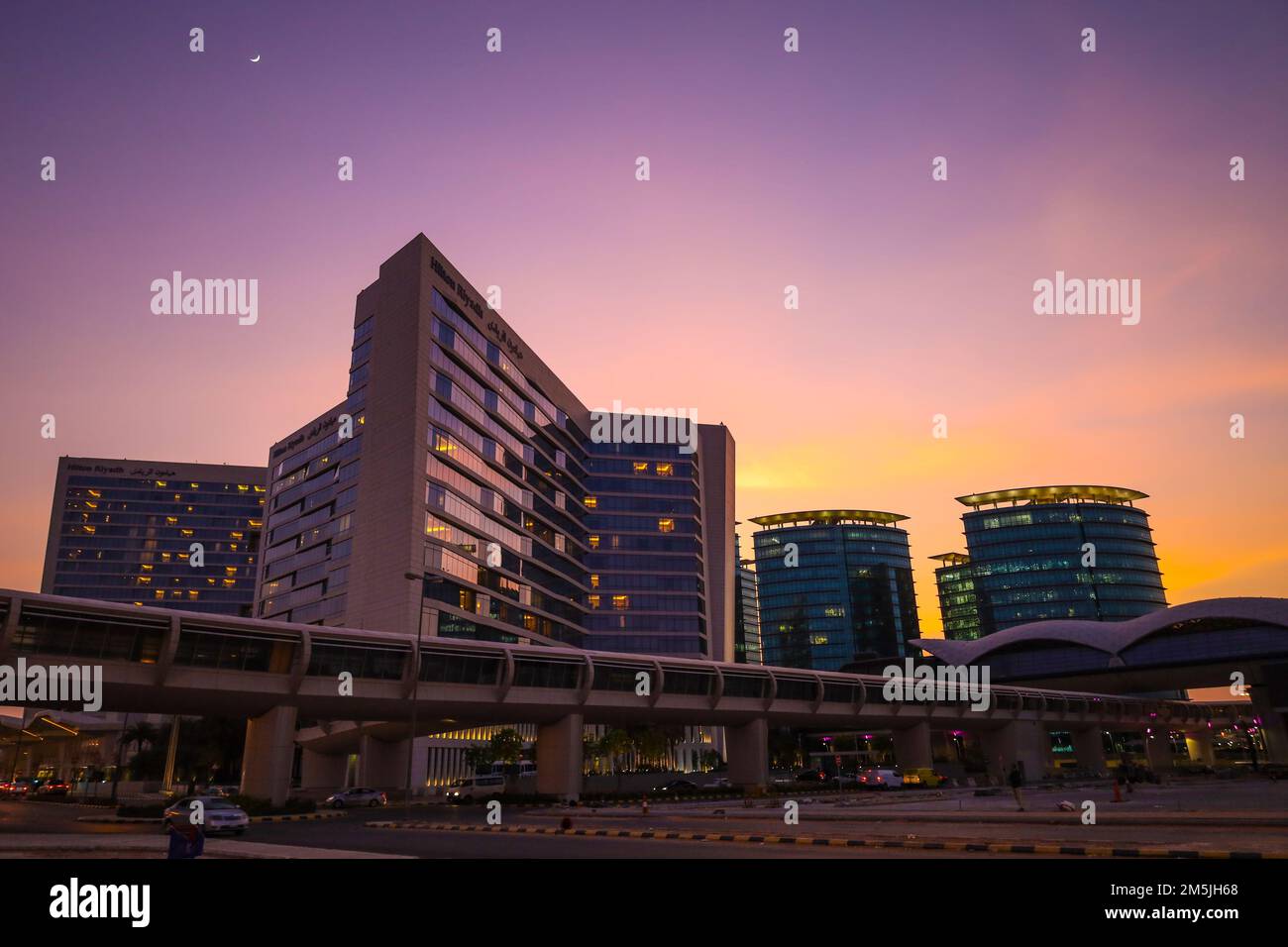 Riyadh , Saudi Arabia Jul 14 2021: Riyadh Hilton Hotel at sunset Stock Photo