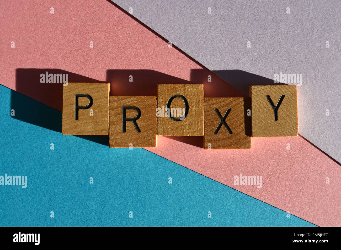 Proxy, word in wooden alphabet letters isolated on background Stock Photo