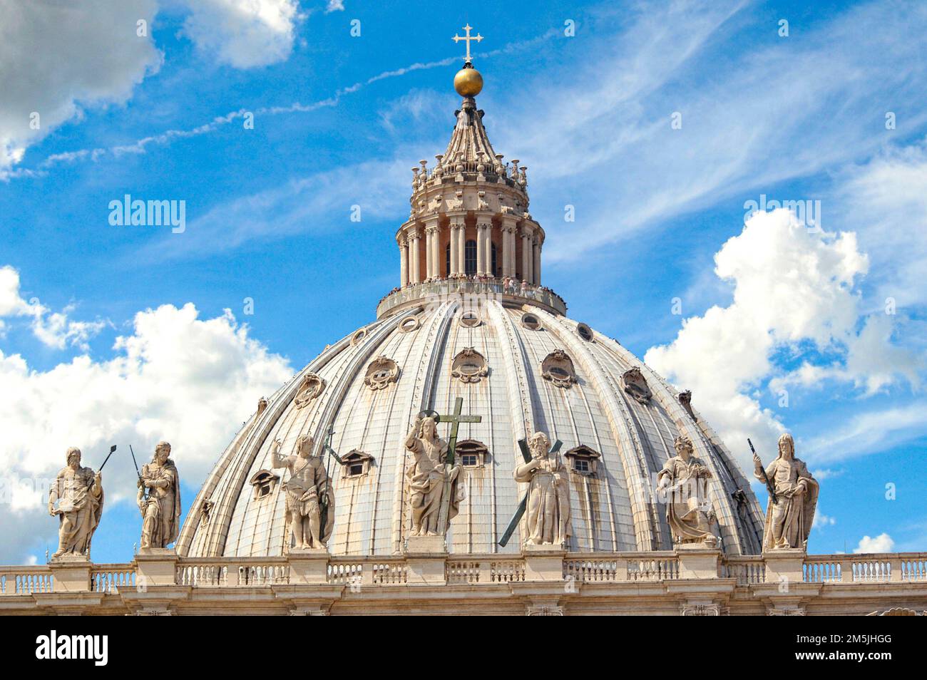 St. Peter's Basilica Cathedral's roof with famous statues Stock Photo