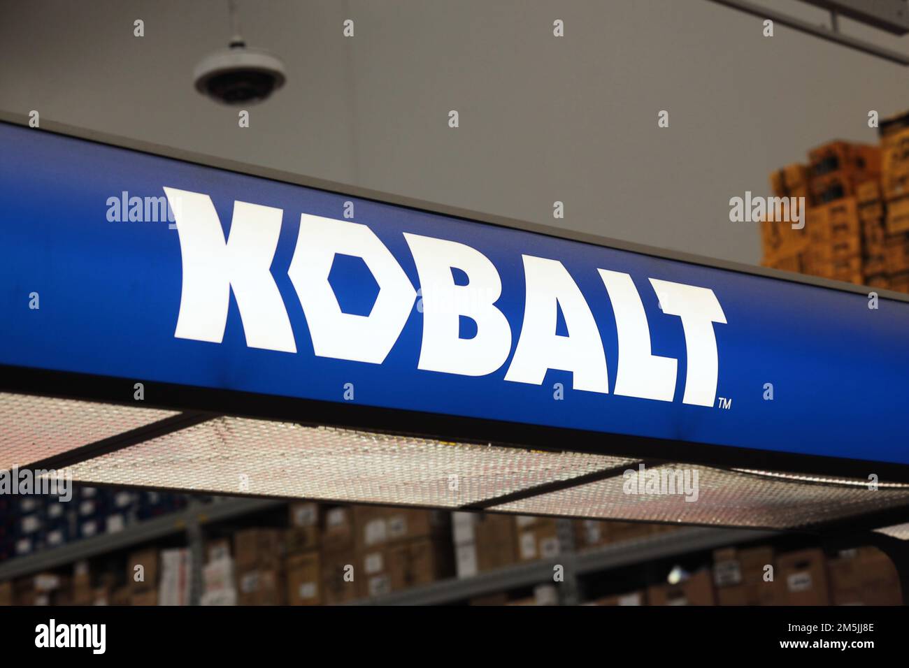 Honolulu, HI - December 27, 2022: Kobalt brand power tools trademark logo on display at hardware store Stock Photo