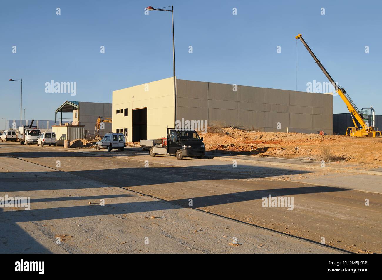 Warehouses and buildings under construction in a Spanish industrial