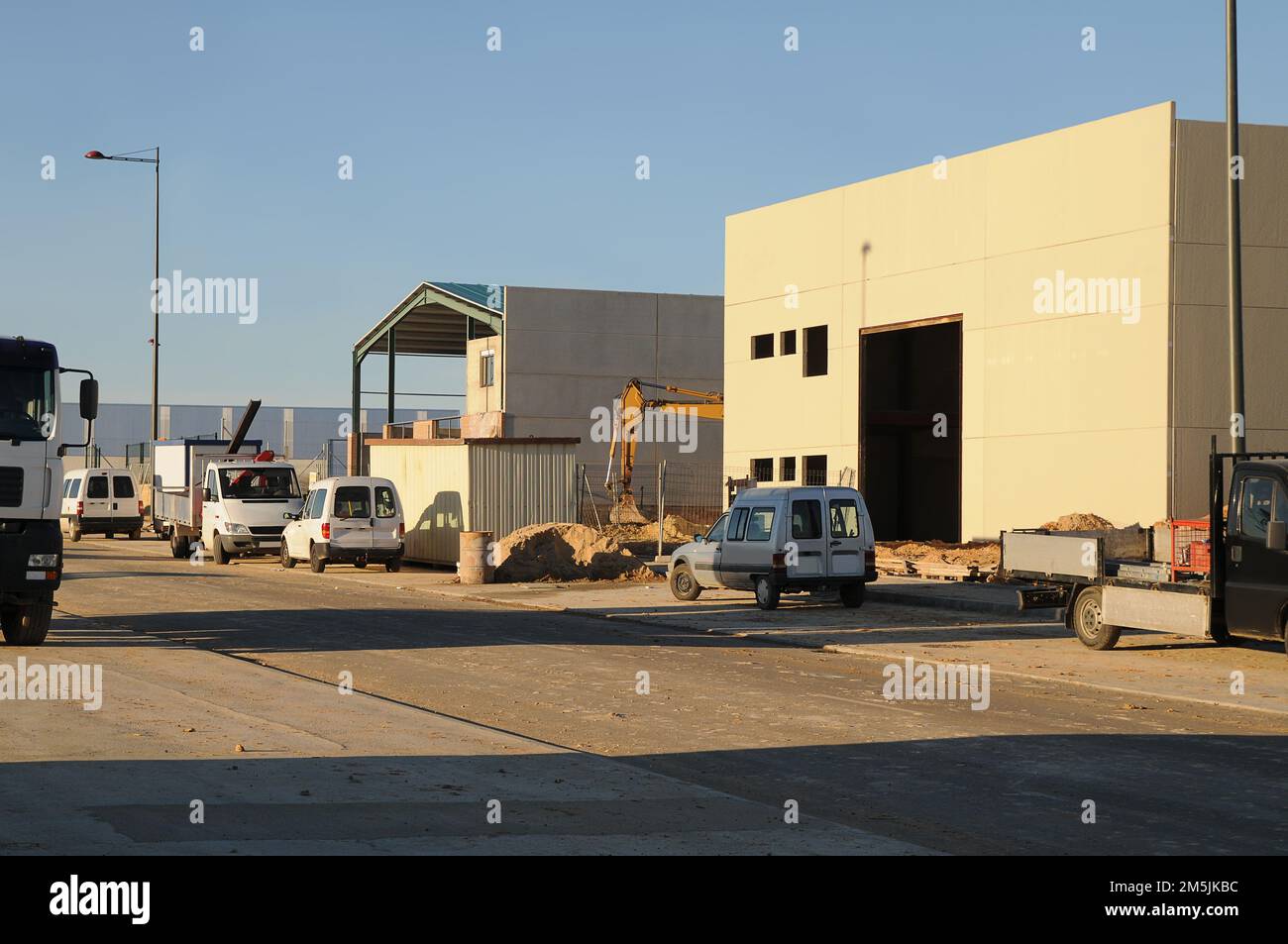 Buildings and warehouses under construction in a Spanish industrial