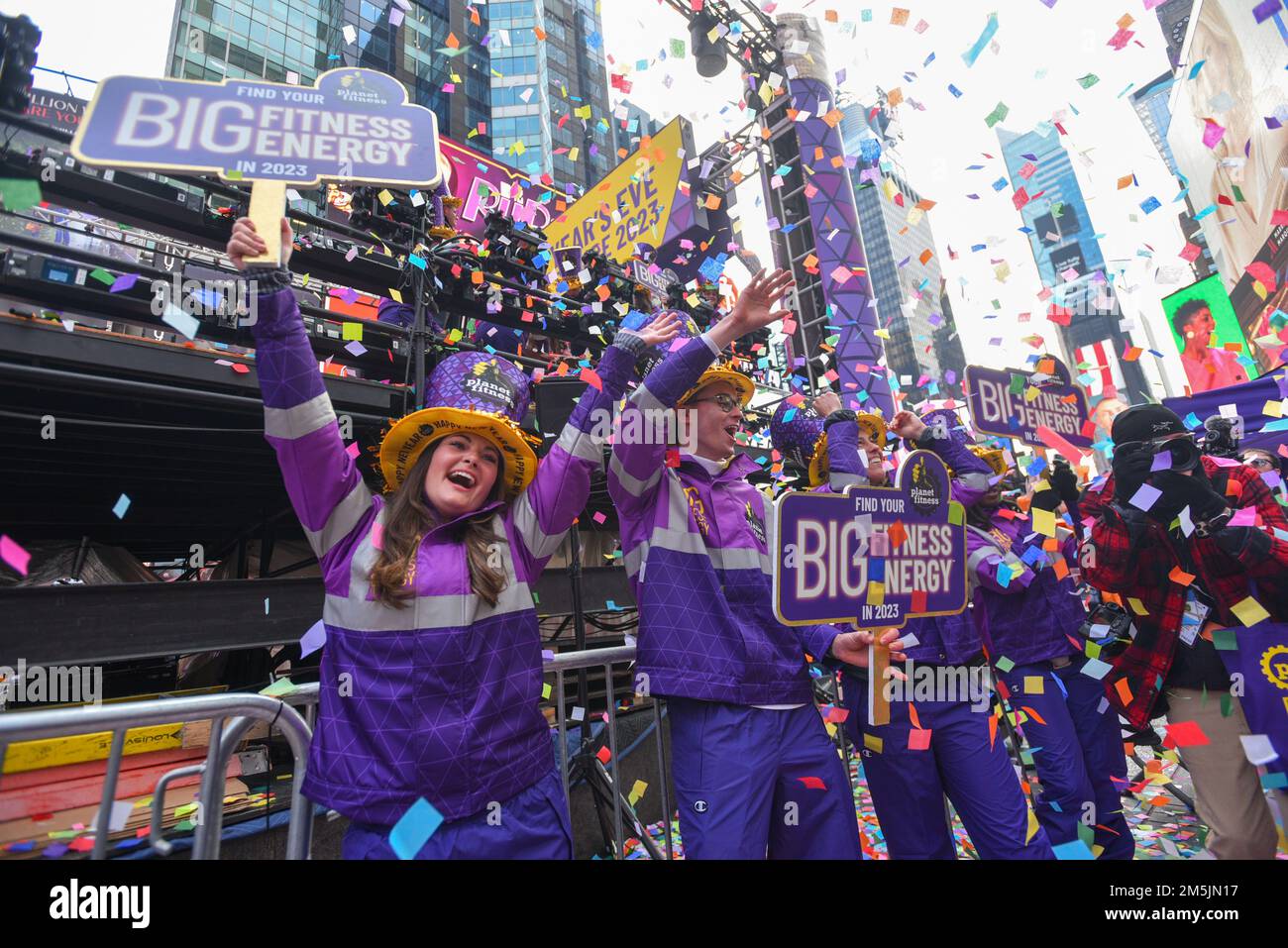 Confetti fills the air as Times Square New Year's Eve