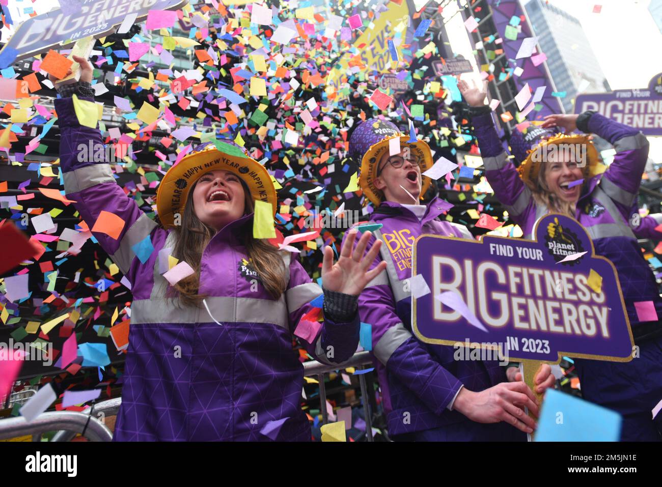 Confetti fills the air as Times Square New Year's Eve