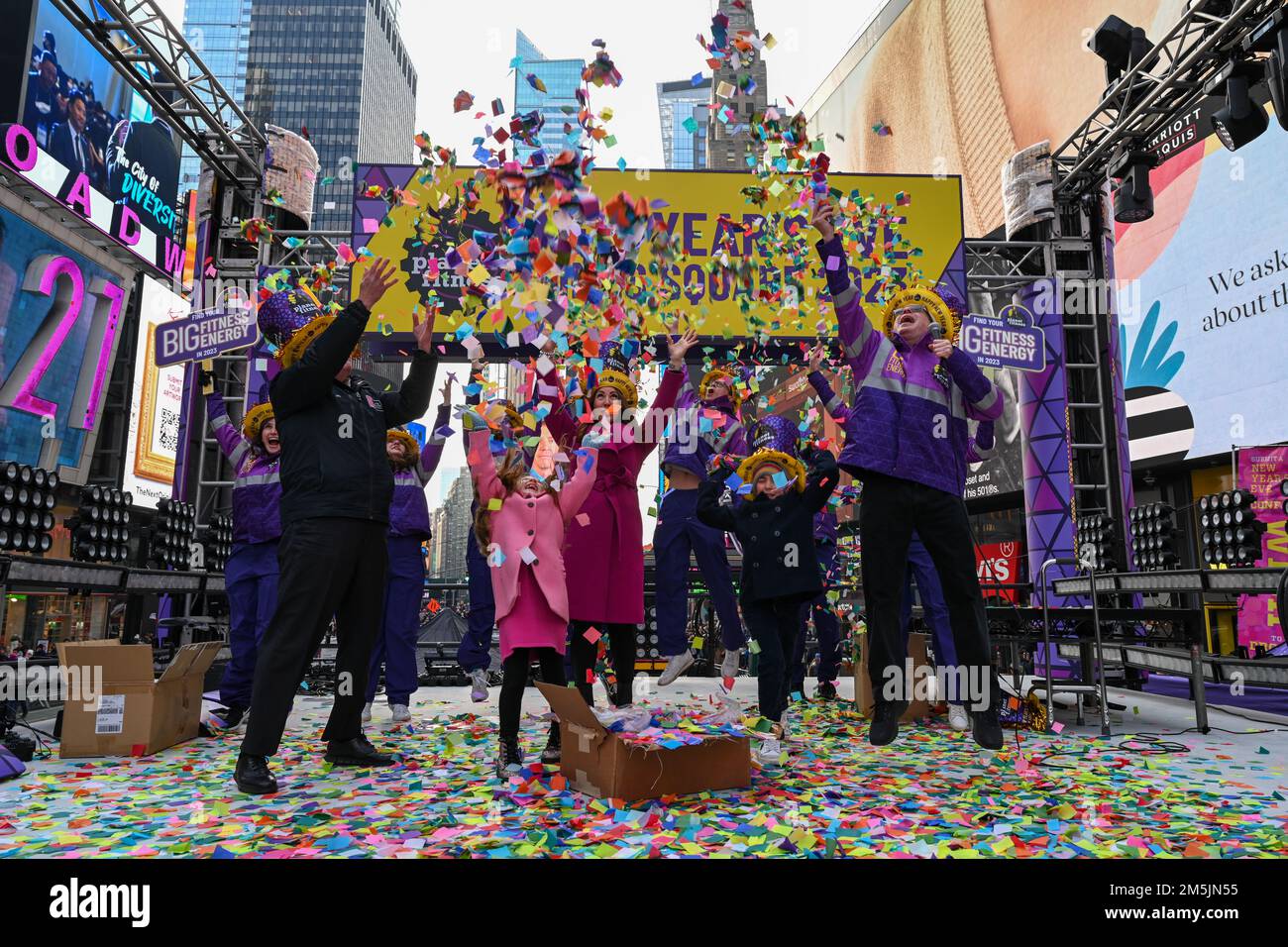 Confetti fills the air as Times Square New Year's Eve